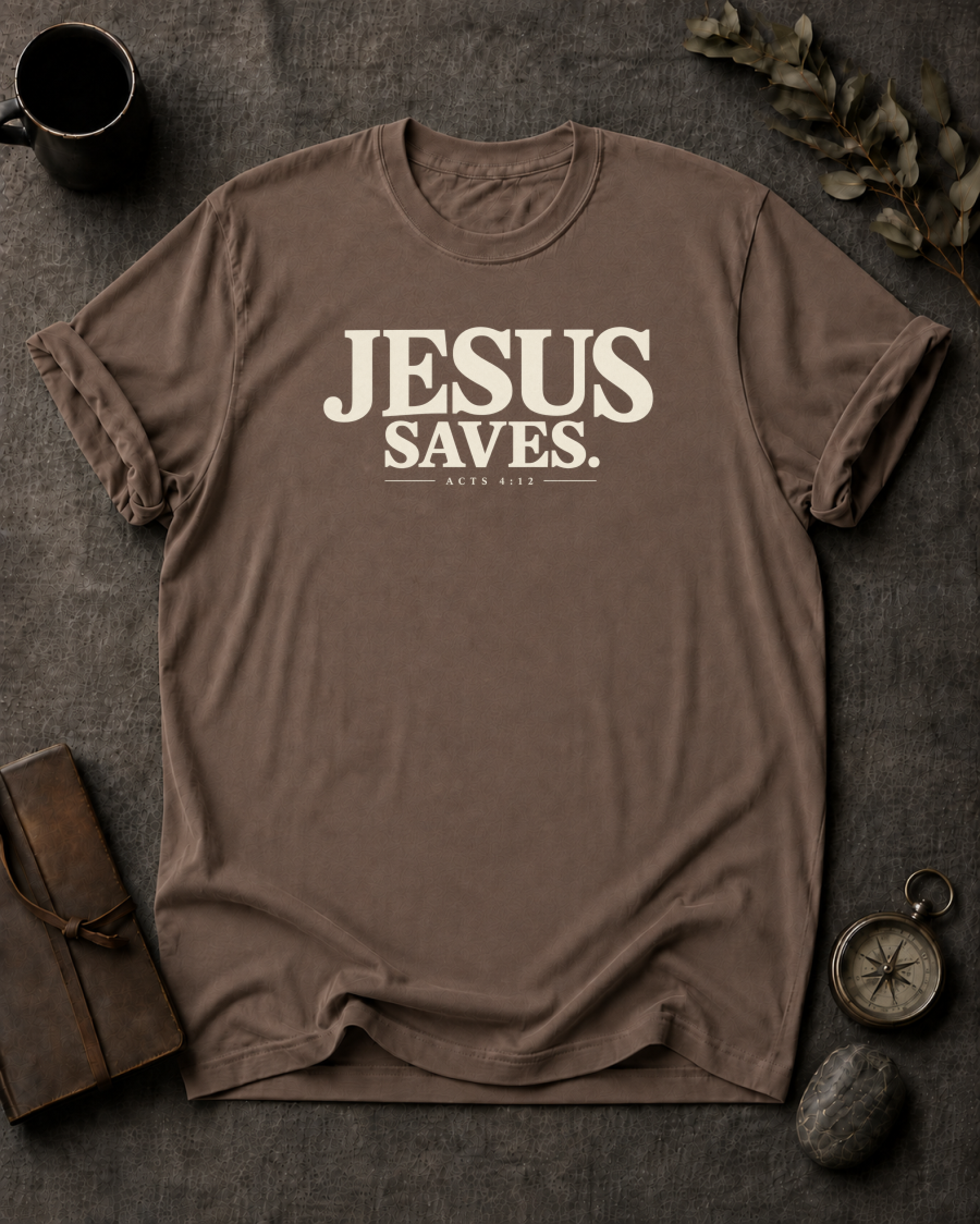 Jesus Saves Christian T-Shirt - Espresso Comfort Colors 1717