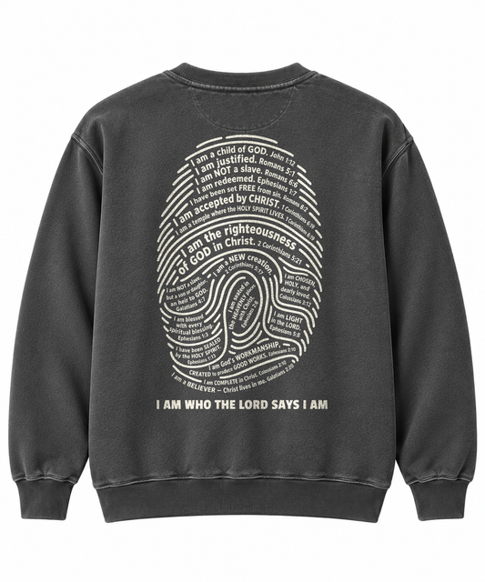 Identity in Christ Christian crewneck sweatshirt, garment-dyed Comfort Colors 1566 - To His Glory Club