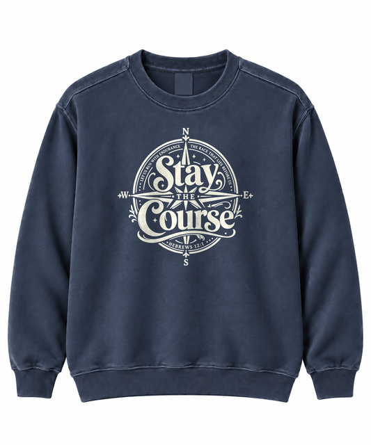 Hebrews 12:1 perseverance Christian crewneck sweatshirt, Comfort Colors 1566 - To His Glory Club