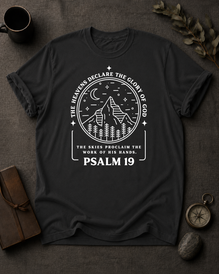 Heavens Declare Christian T-Shirt in Black - Comfort Colors 1717