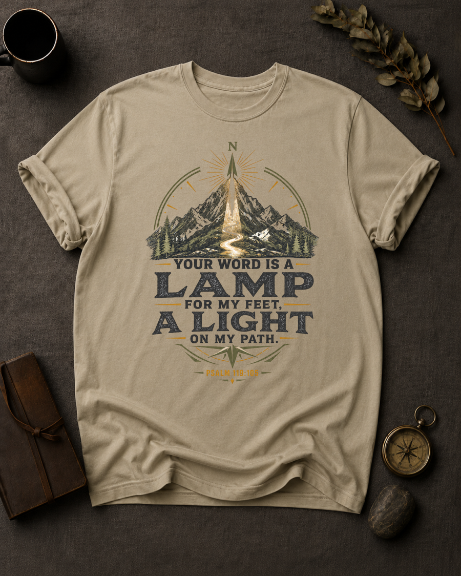 Lamp for My Feet Christian T-Shirt in Sandstone - Comfort Colors 1717