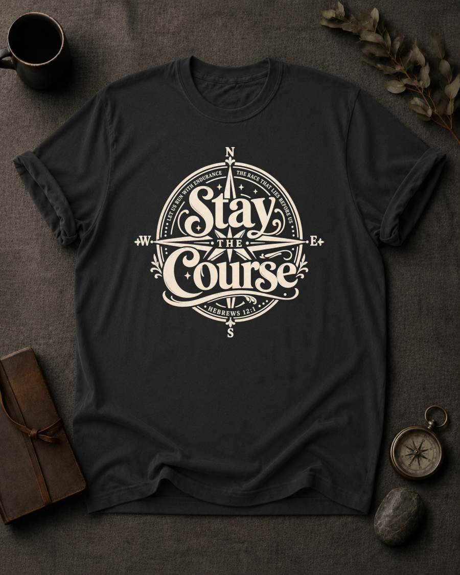 Stay the Course Christian T-Shirt in Black - Comfort Colors 1717