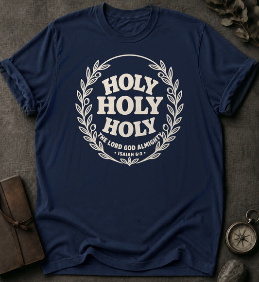 Holy Holy Holy Christian T-Shirt in Navy - Comfort Colors 1717 | To His Glory Club