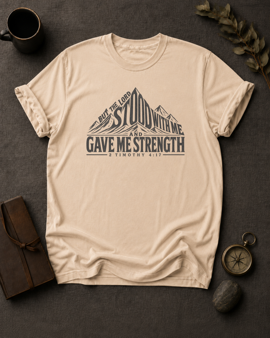 The Lord Stood With Me 2 Timothy 4:17 Christian T-Shirt in Ivory - Comfort Colors 1717 | To His Glory Club