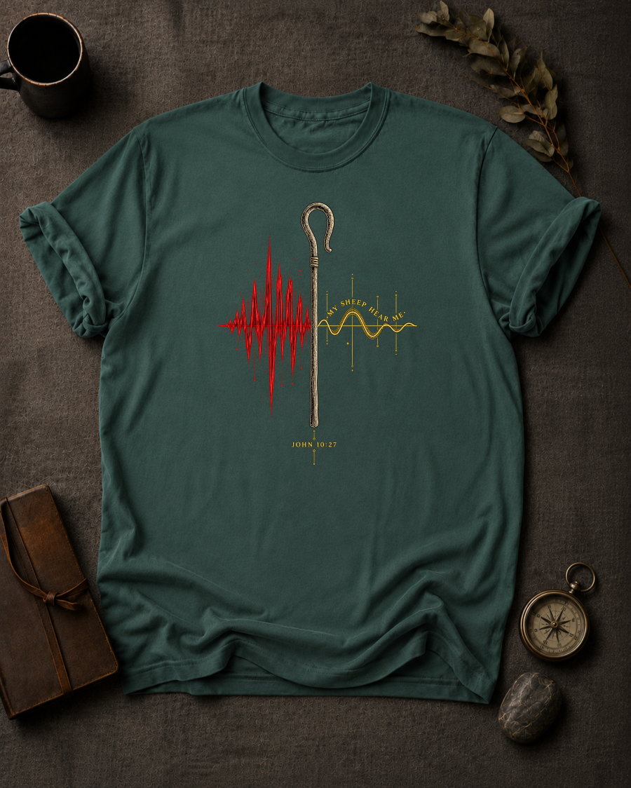 My Sheep Hear My Voice – John 10:27 Christian T-Shirt in Blue Spruce - Comfort Colors 1717 | To His Glory Club