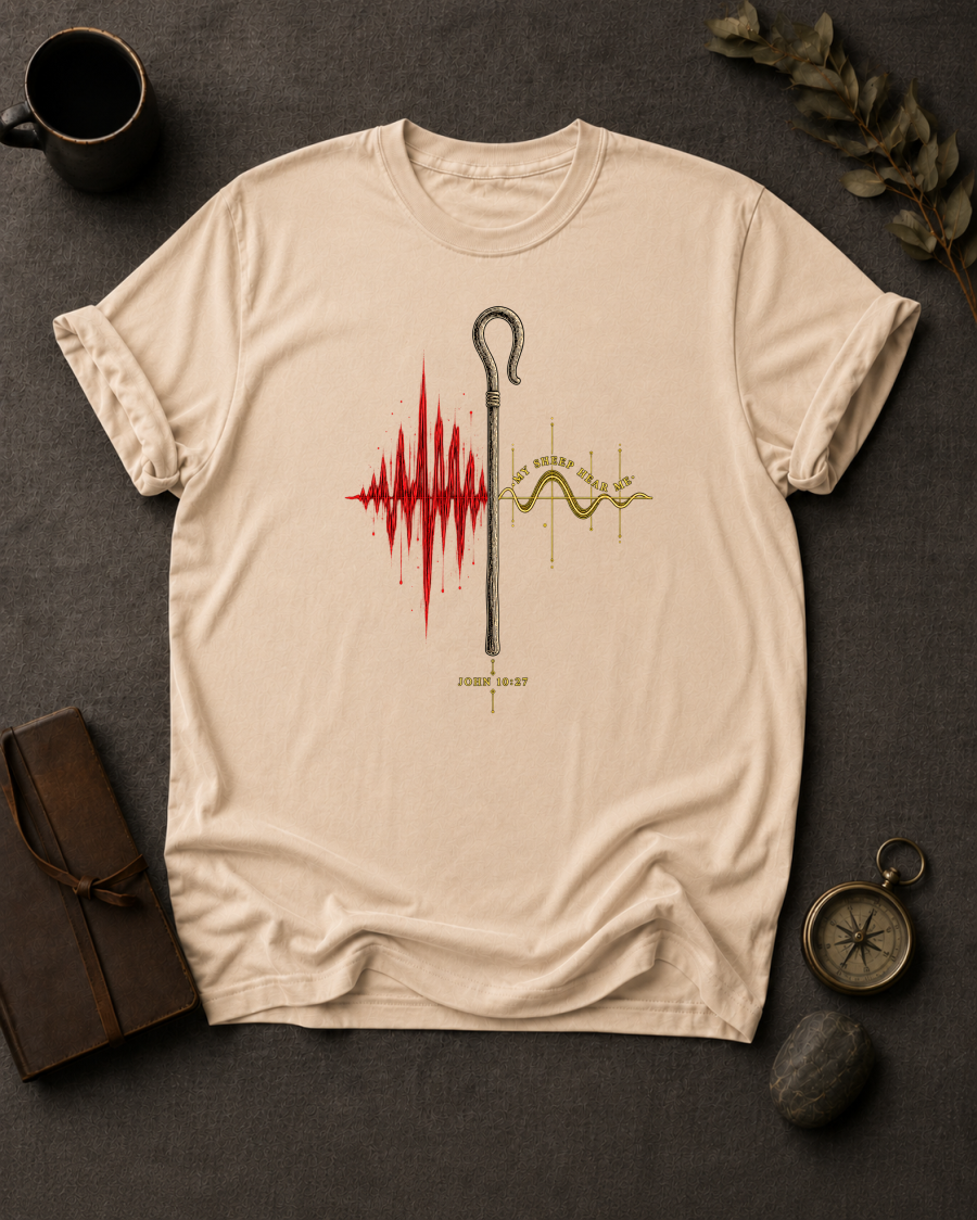 My Sheep Hear My Voice – John 10:27 Christian T-Shirt in Ivory - Comfort Colors 1717 | To His Glory Club