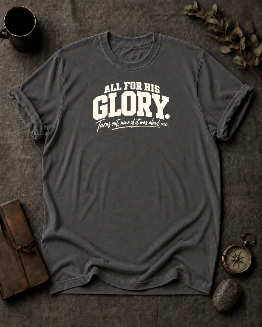 For His Glory Christian T-Shirt - Pepper Comfort Colors 1717