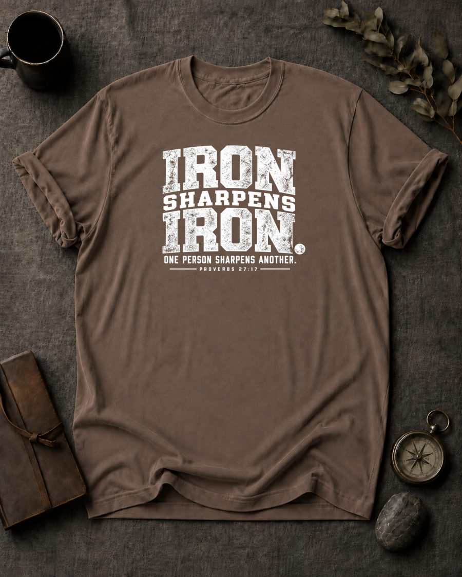 Iron Sharpens Iron Christian T-Shirt - Espresso Comfort Colors 1717