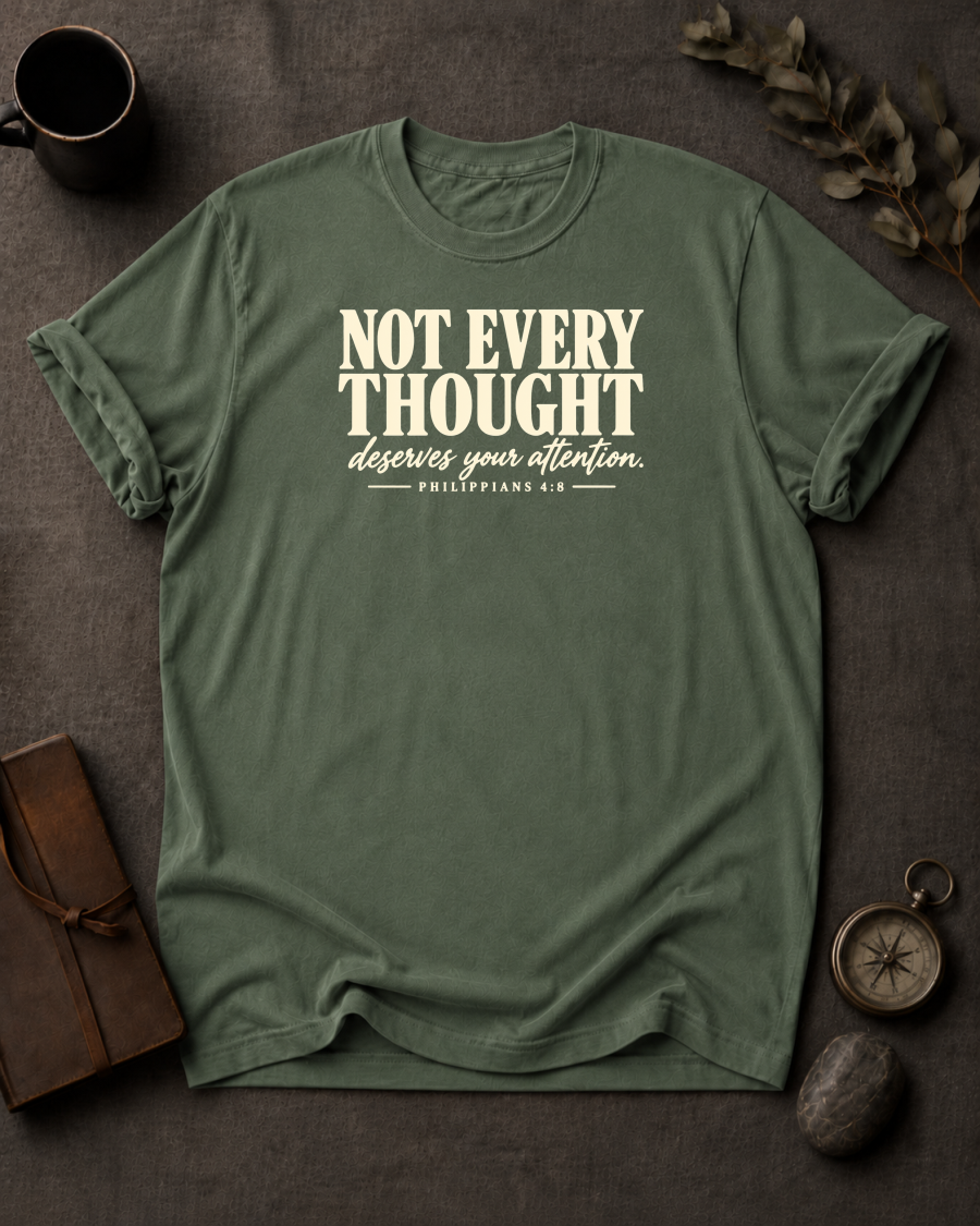 Guard Your Thoughts Christian T-Shirt - Moss Comfort Colors 1717