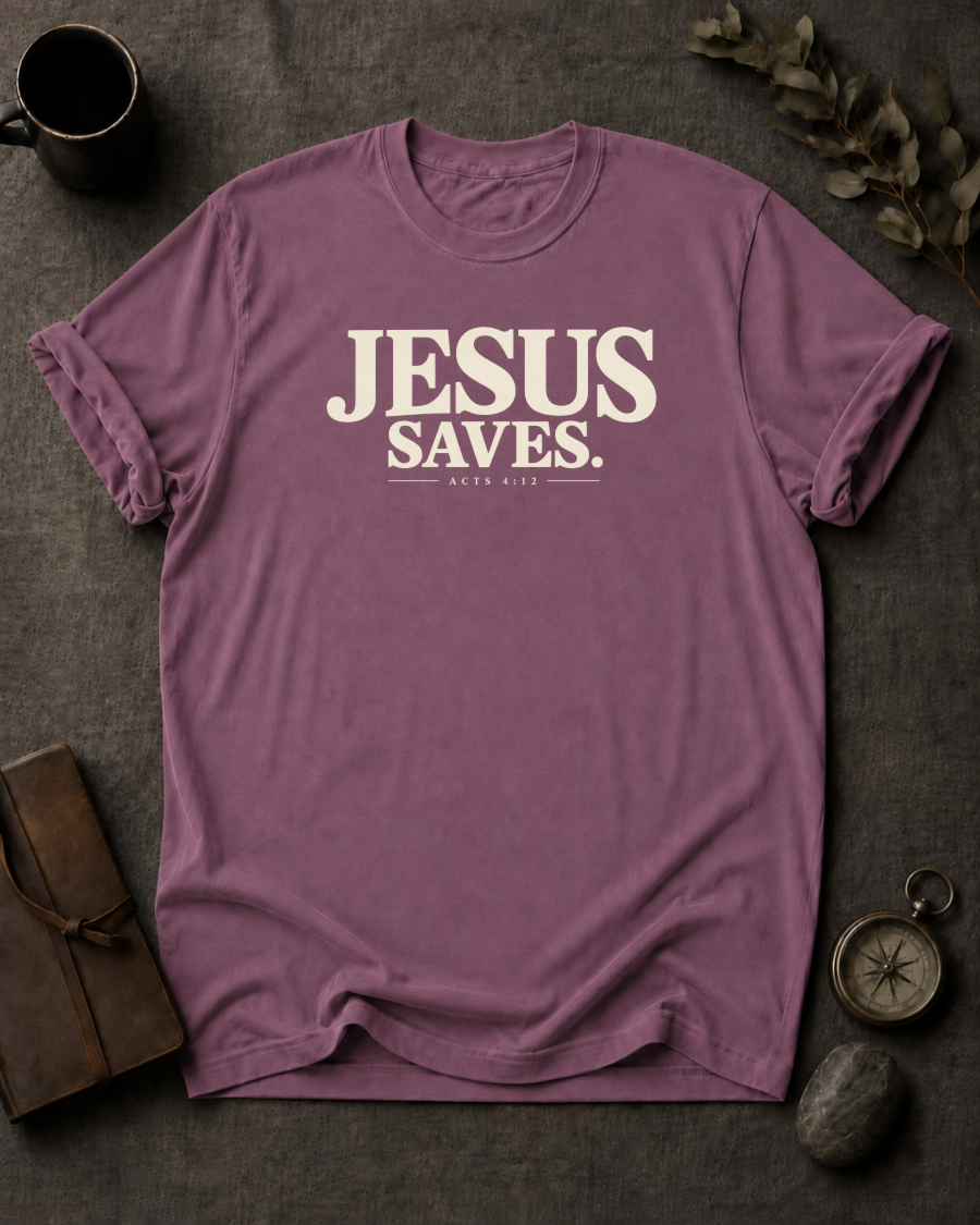 Jesus Saves Christian T-Shirt - Berry Comfort Colors 1717