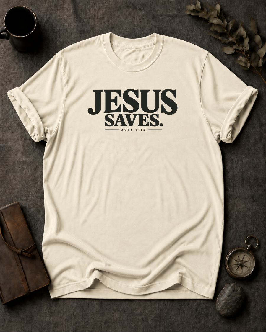 Jesus Saves Christian T-Shirt - Ivory Comfort Colors 1717