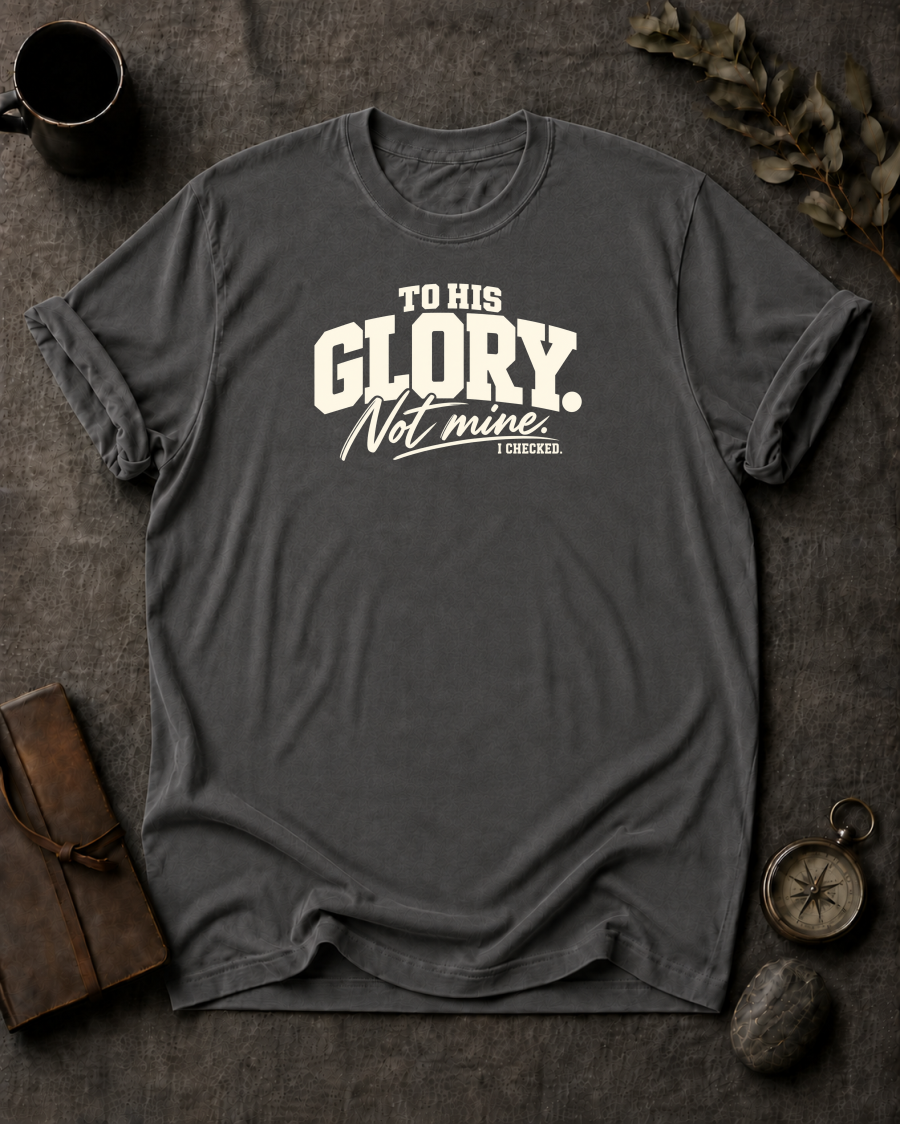 To His Glory Christian T-Shirt - Pepper Comfort Colors 1717