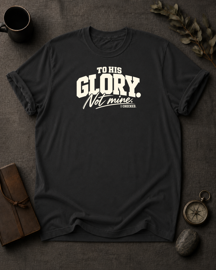 To His Glory Christian T-Shirt - Black Comfort Colors 1717