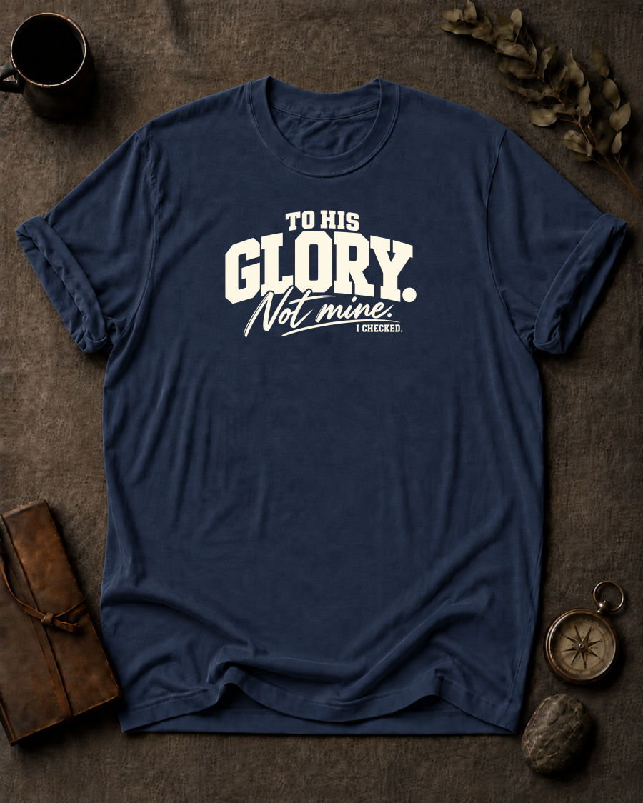 To His Glory Christian T-Shirt - Navy Comfort Colors 1717