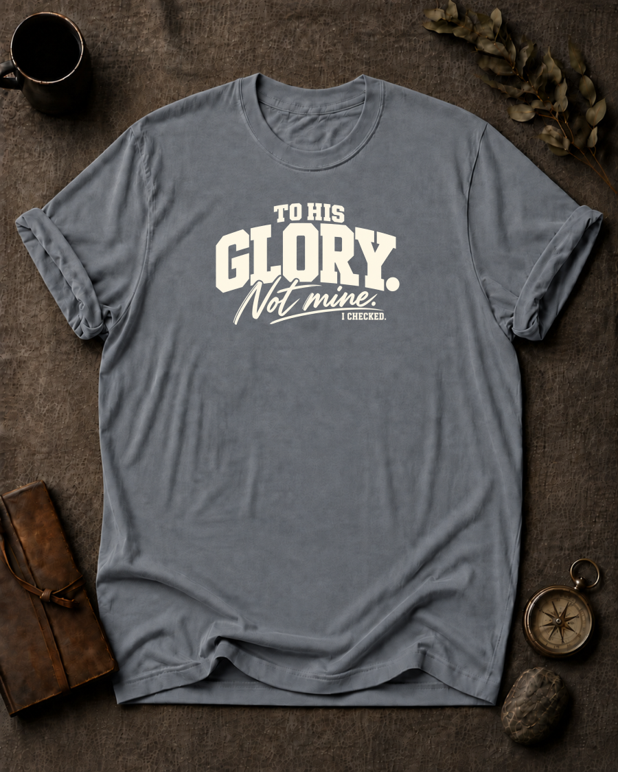 To His Glory Christian T-Shirt - Granite Comfort Colors 1717