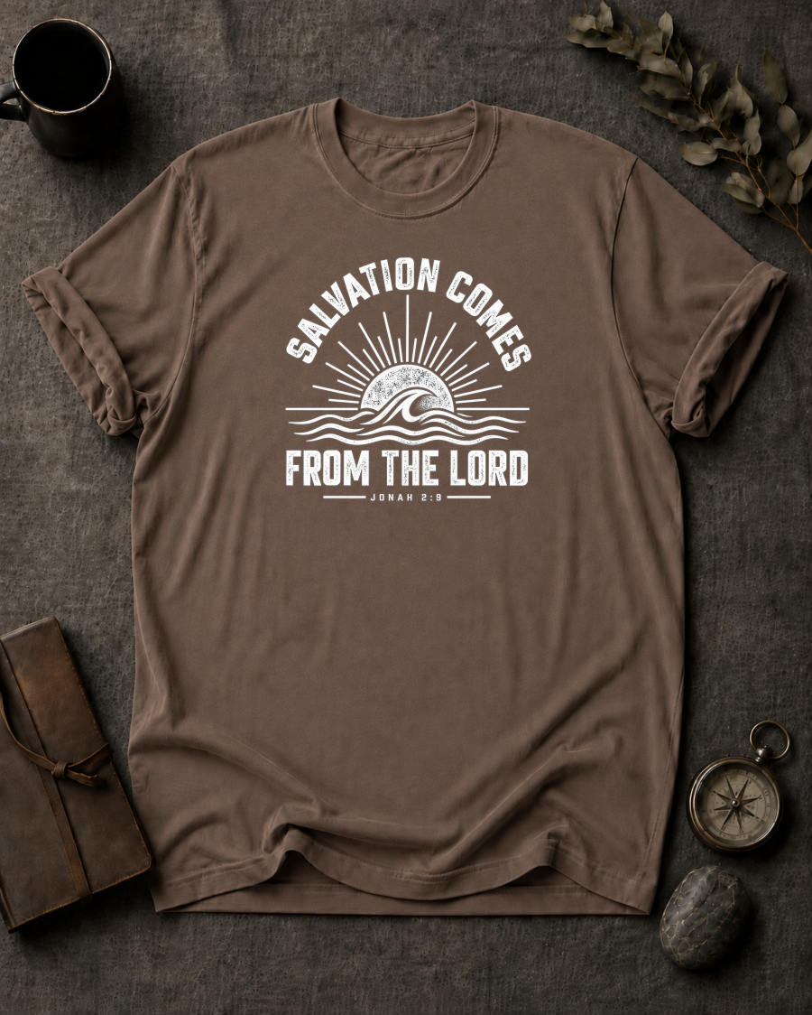 Salvation Comes Christian T-Shirt - Espresso Comfort Colors 1717
