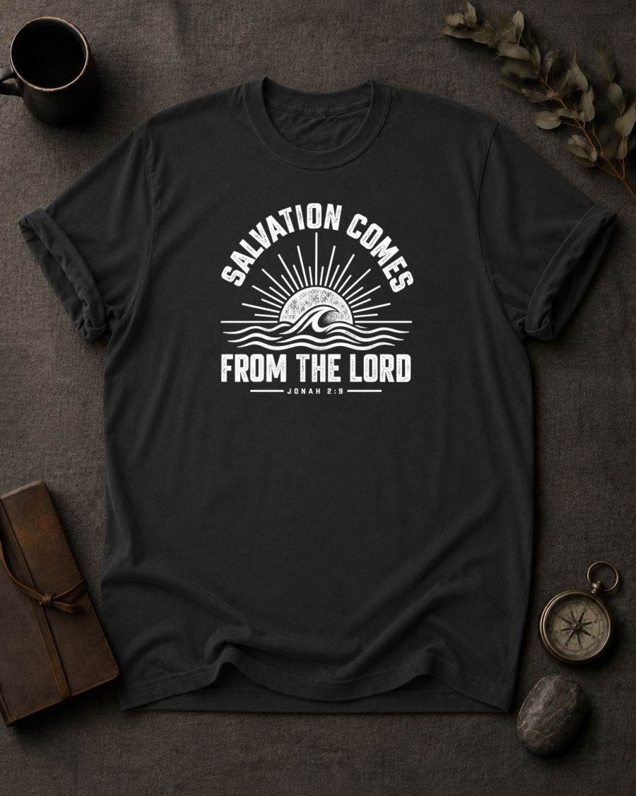 Salvation Comes Christian T-Shirt - Black Comfort Colors 1717