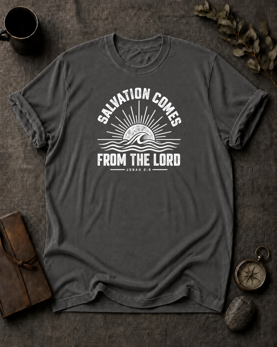 Salvation Comes Christian T-Shirt - Pepper Comfort Colors 1717