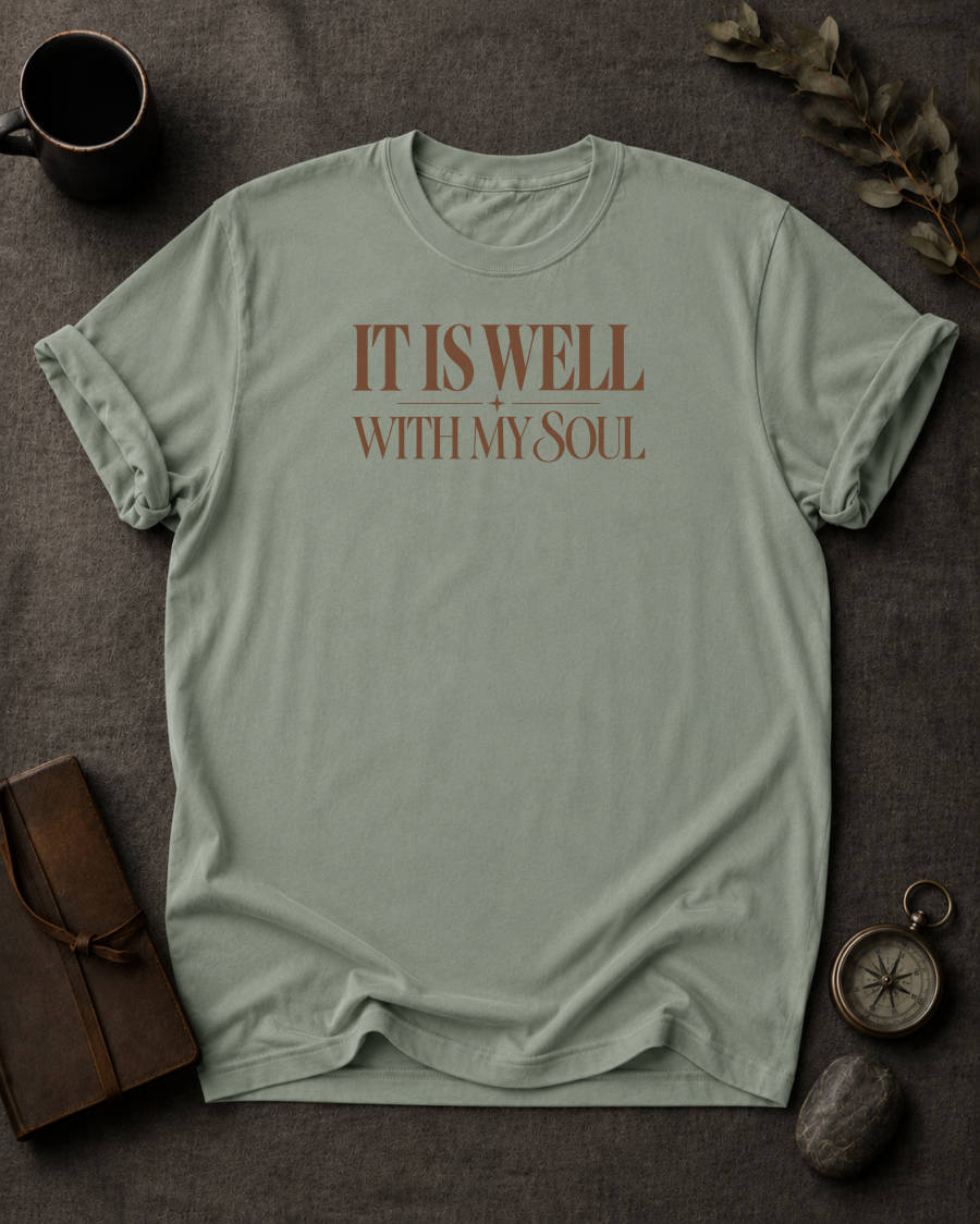It Is Well Christian T-Shirt on Comfort Colors 1717 - To His Glory Club