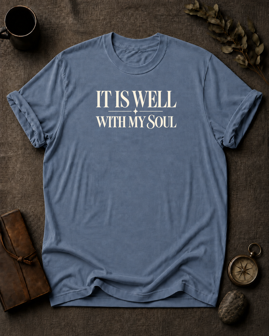 It Is Well Christian T-Shirt on Comfort Colors 1717 - To His Glory Club
