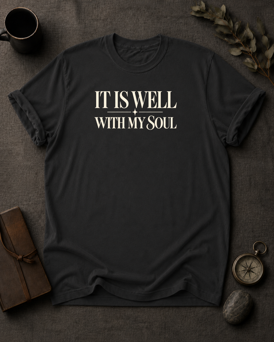 It Is Well Christian T-Shirt on Comfort Colors 1717 - To His Glory Club