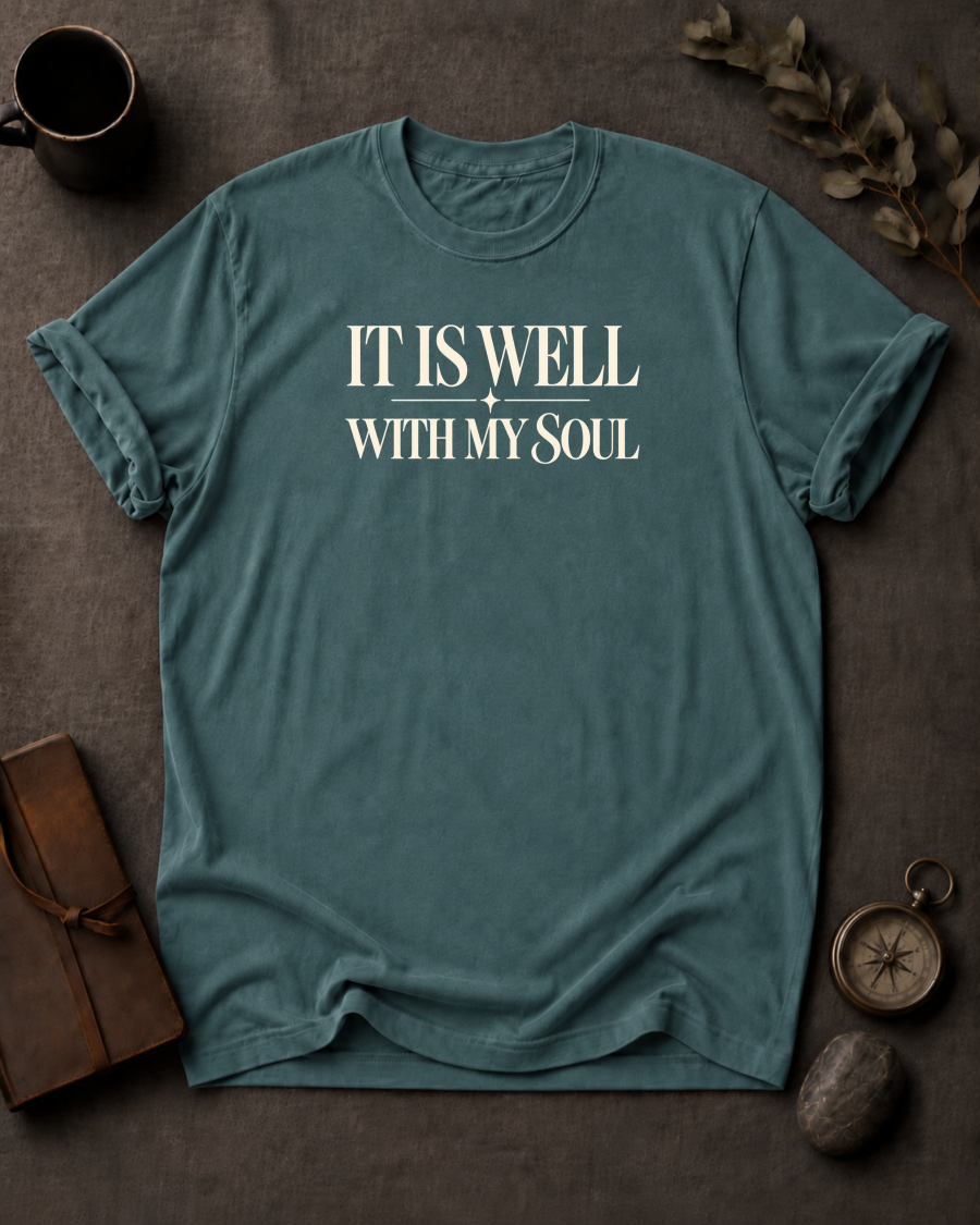 It Is Well Christian T-Shirt on Comfort Colors 1717 - To His Glory Club