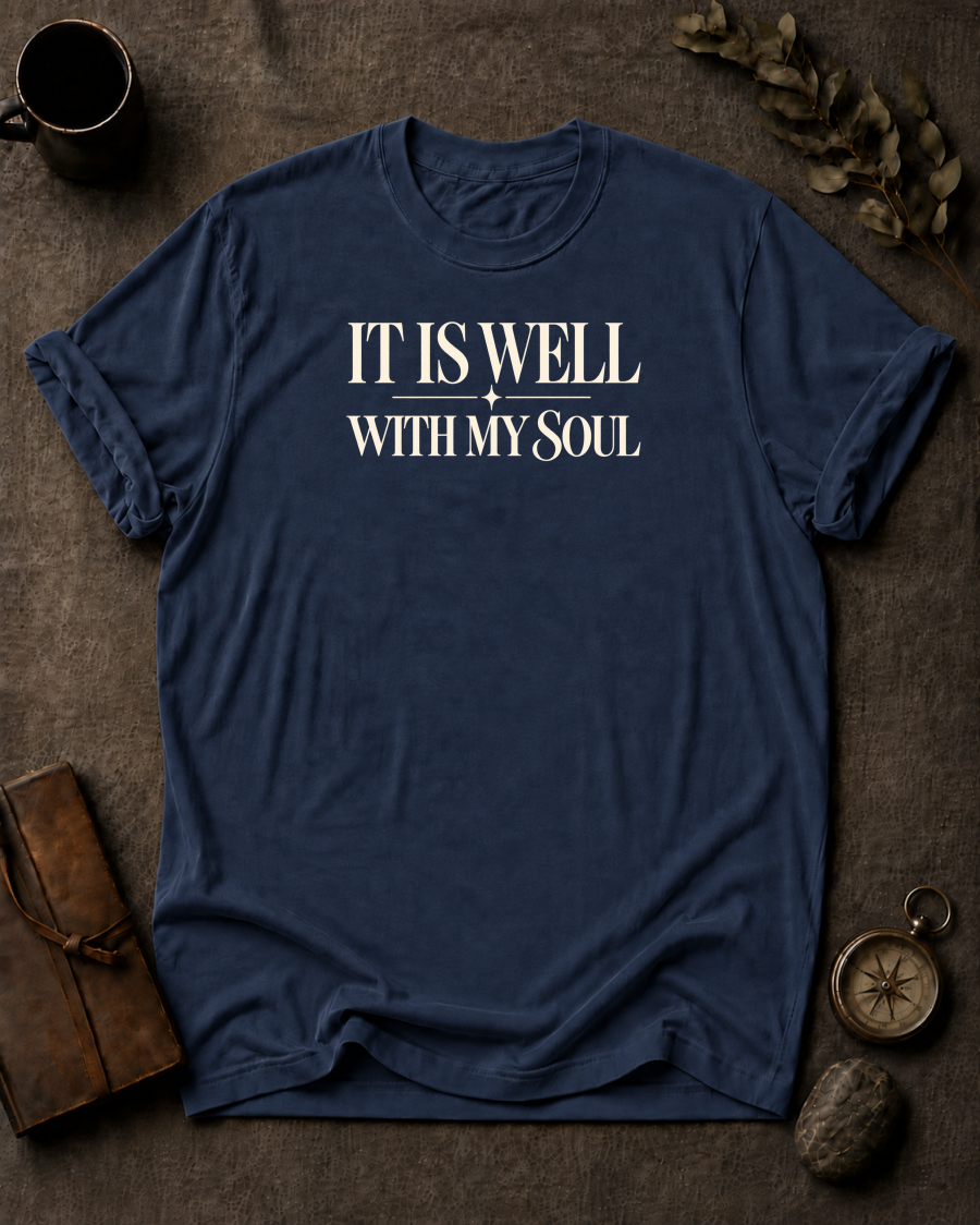 It Is Well Christian T-Shirt on Comfort Colors 1717 - To His Glory Club