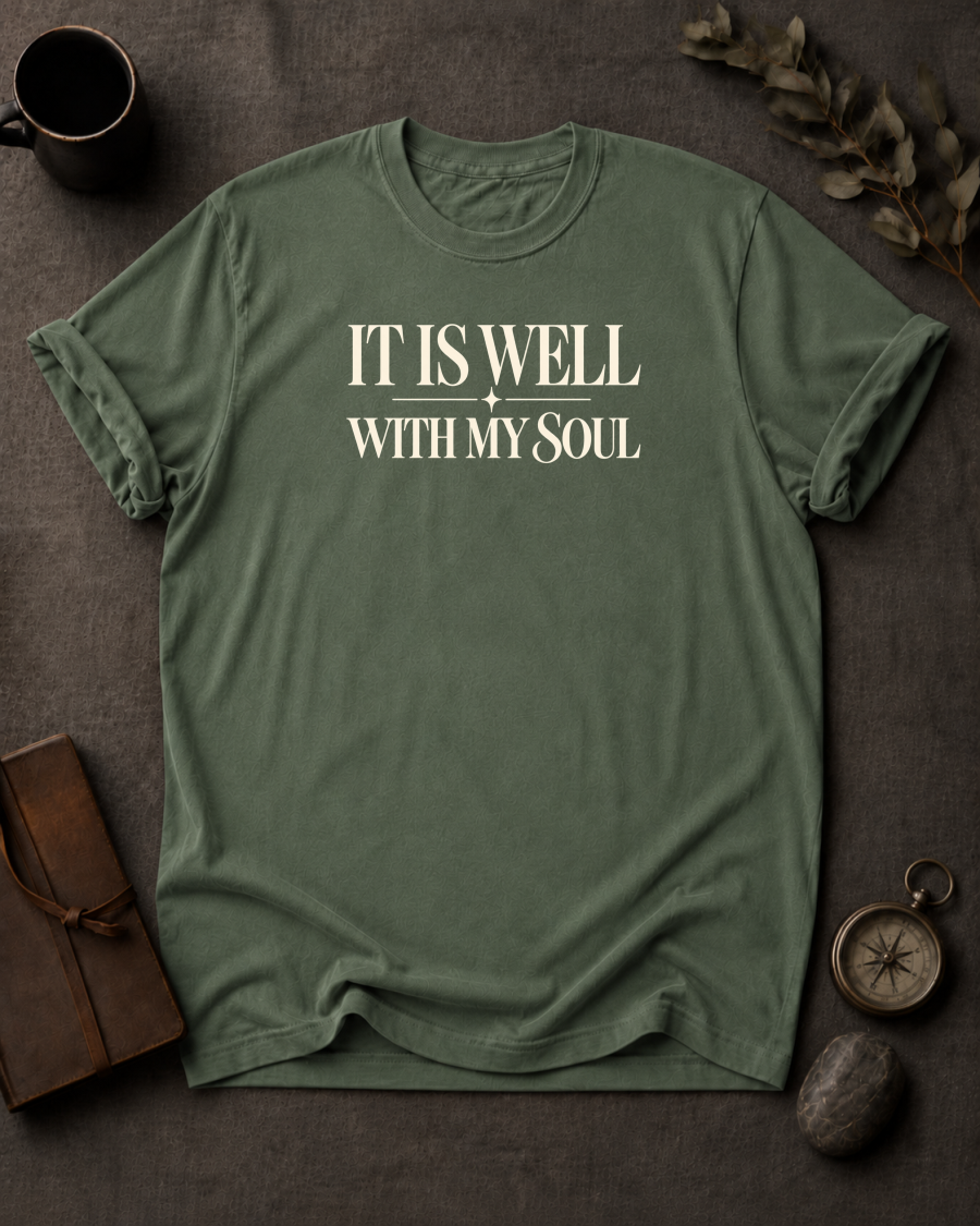 It Is Well Christian T-Shirt on Comfort Colors 1717 - To His Glory Club