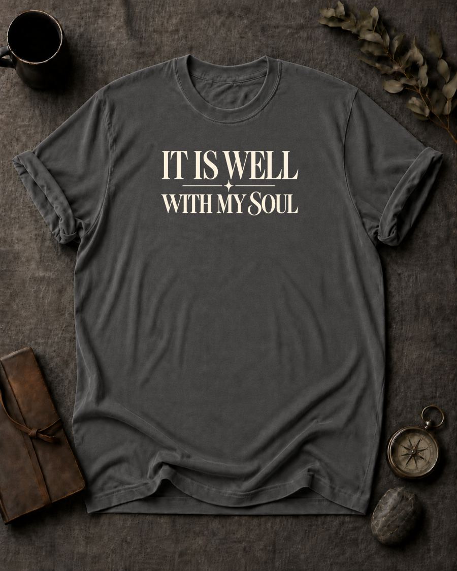 It Is Well Christian T-Shirt on Comfort Colors 1717 - To His Glory Club