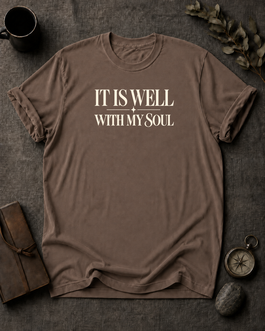 It Is Well Christian T-Shirt on Comfort Colors 1717 - To His Glory Club