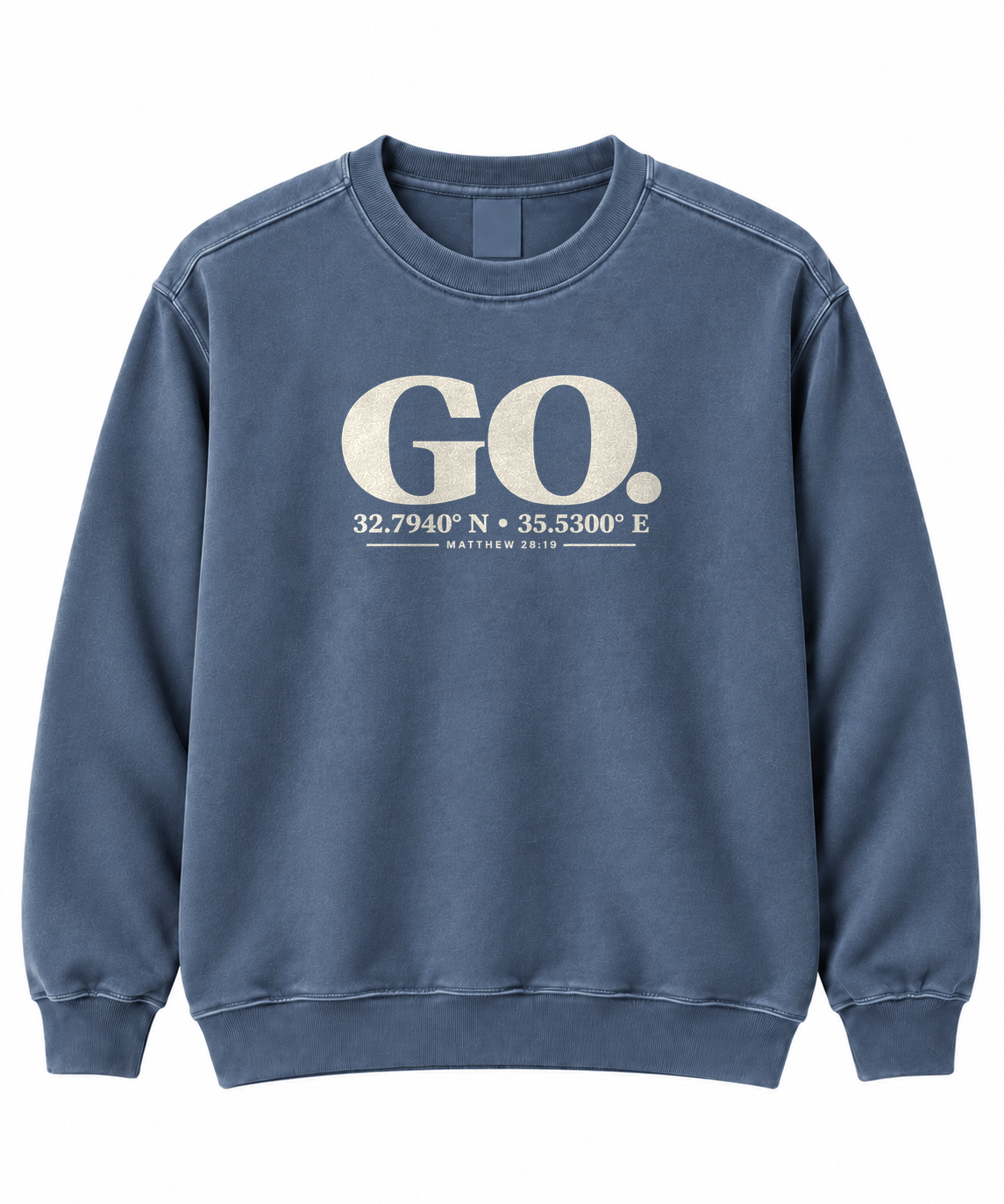 GO. Christian sweatshirt inspired by Matthew 28:19 and the Great Commission - To His Glory Club