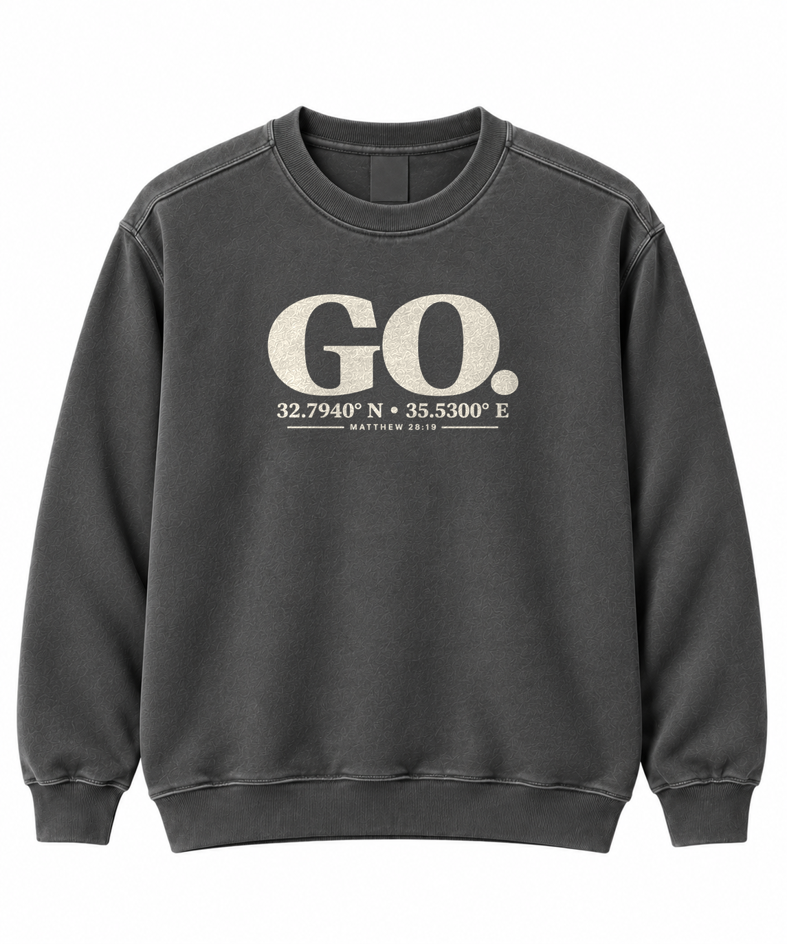 GO. missions sweatshirt, garment-dyed Christian crewneck - To His Glory Club