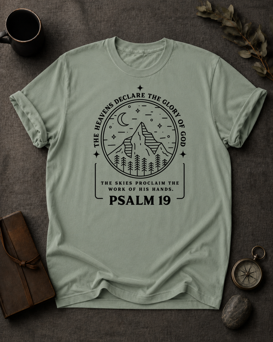 Heavens Declare Christian T-Shirt in Bay - Comfort Colors 1717