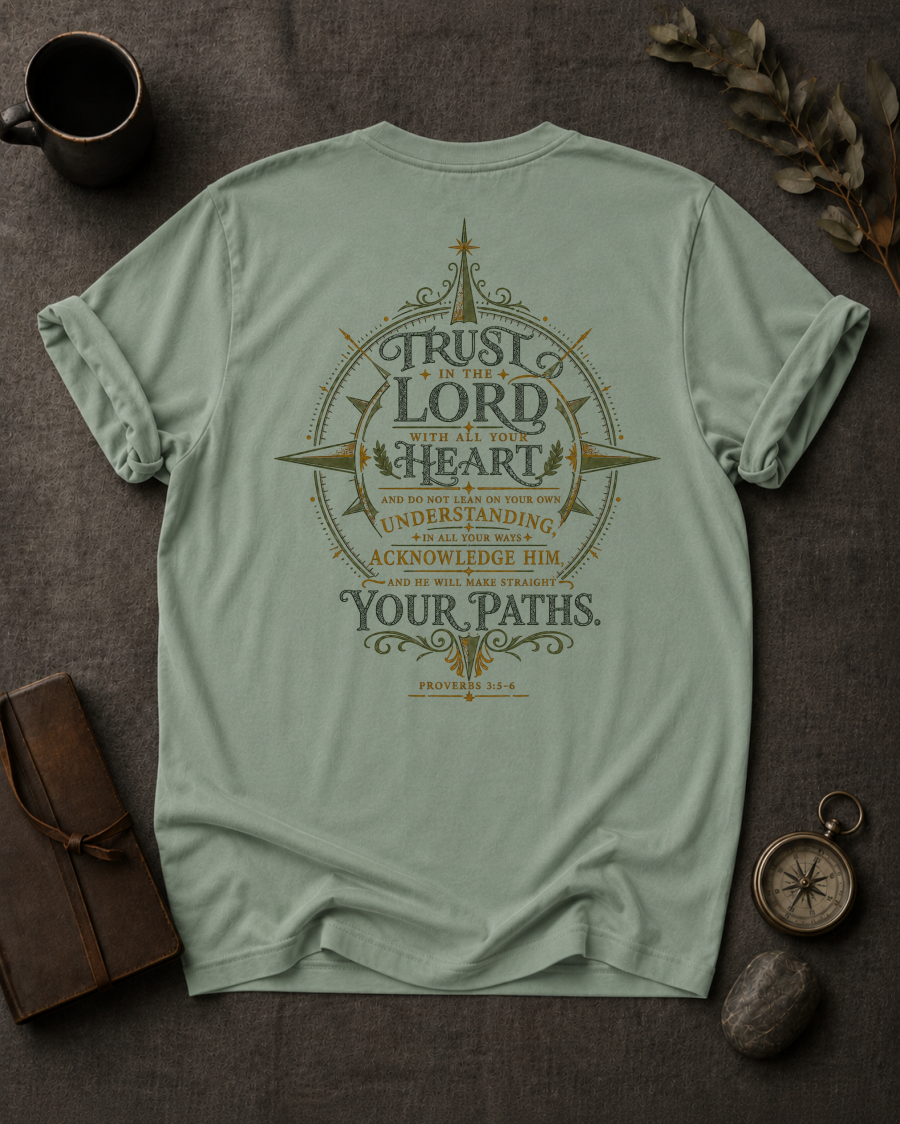 Trust the Lord Christian T-Shirt in Bay - Comfort Colors 1717 (back view)