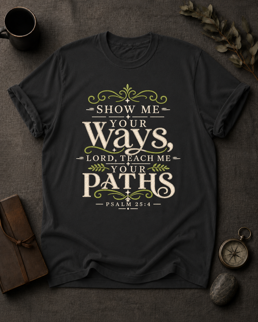 Show Me Your Ways Christian T-Shirt in Black - Comfort Colors 1717