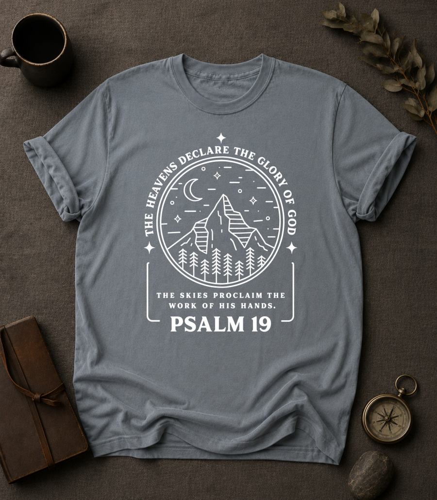 Heavens Declare Christian T-Shirt in Granite - Comfort Colors 1717