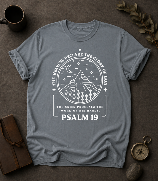 Heavens Declare Christian T-Shirt in Granite - Comfort Colors 1717