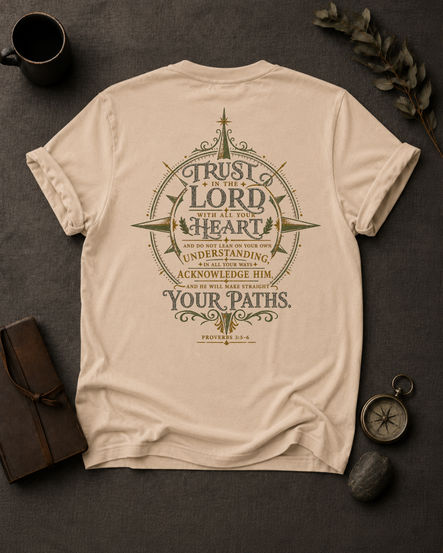 Trust the Lord Christian T-Shirt in Ivory - Comfort Colors 1717 (back view)