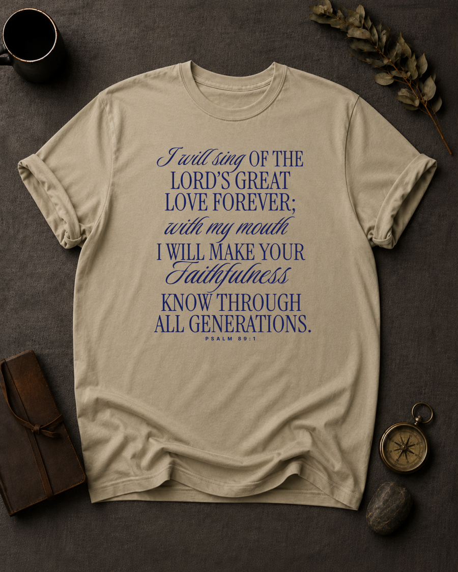 I Will Sing of the Lord's Great Love Forever | Psalm 89:1 Christian T-Shirt