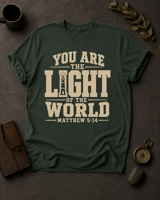 Light of the World Christian T-Shirt in Moss - Comfort Colors 1717