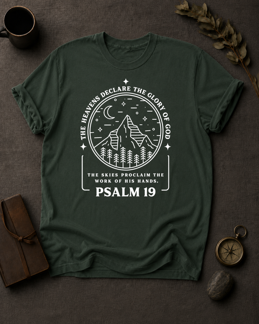 Heavens Declare Christian T-Shirt in Moss - Comfort Colors 1717