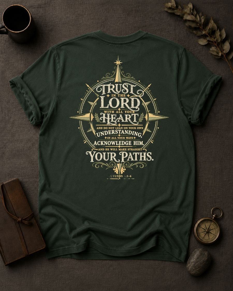 Trust the Lord Christian T-Shirt in Moss - Comfort Colors 1717 (back view)