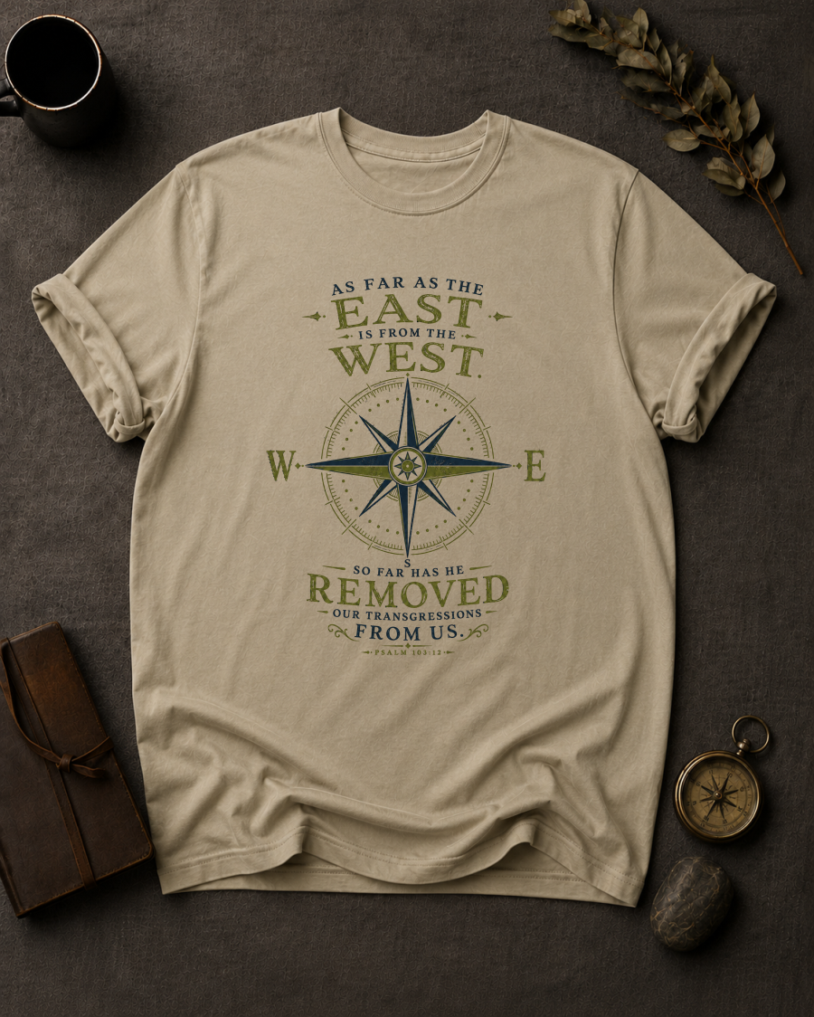 East from West Christian T-Shirt in Sandstone - Comfort Colors 1717