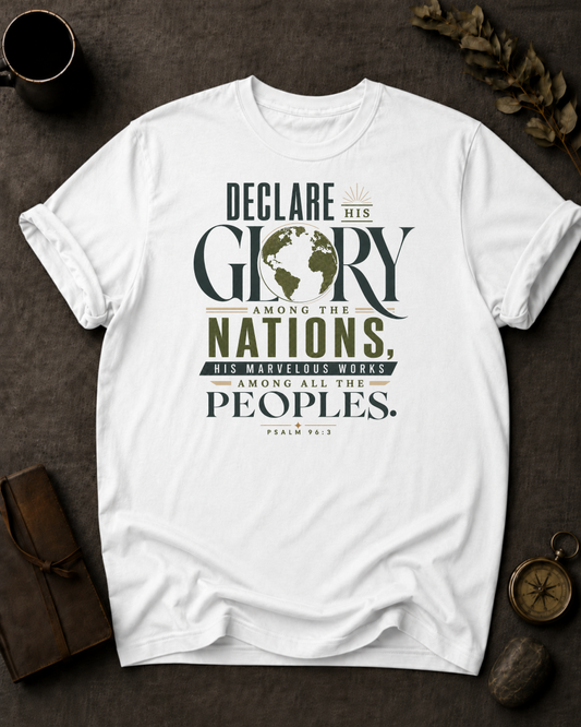 Declare His Glory Christian T-Shirt in White - Comfort Colors 1717