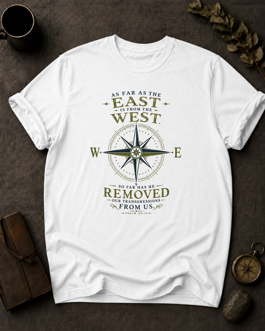 East from West Christian T-Shirt in White - Comfort Colors 1717