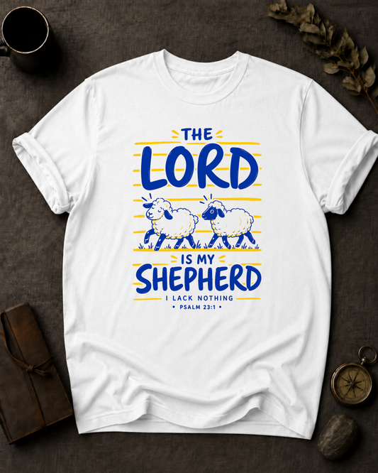 White t-shirt with The Lord is my Shepherd Comfort Colors 1717