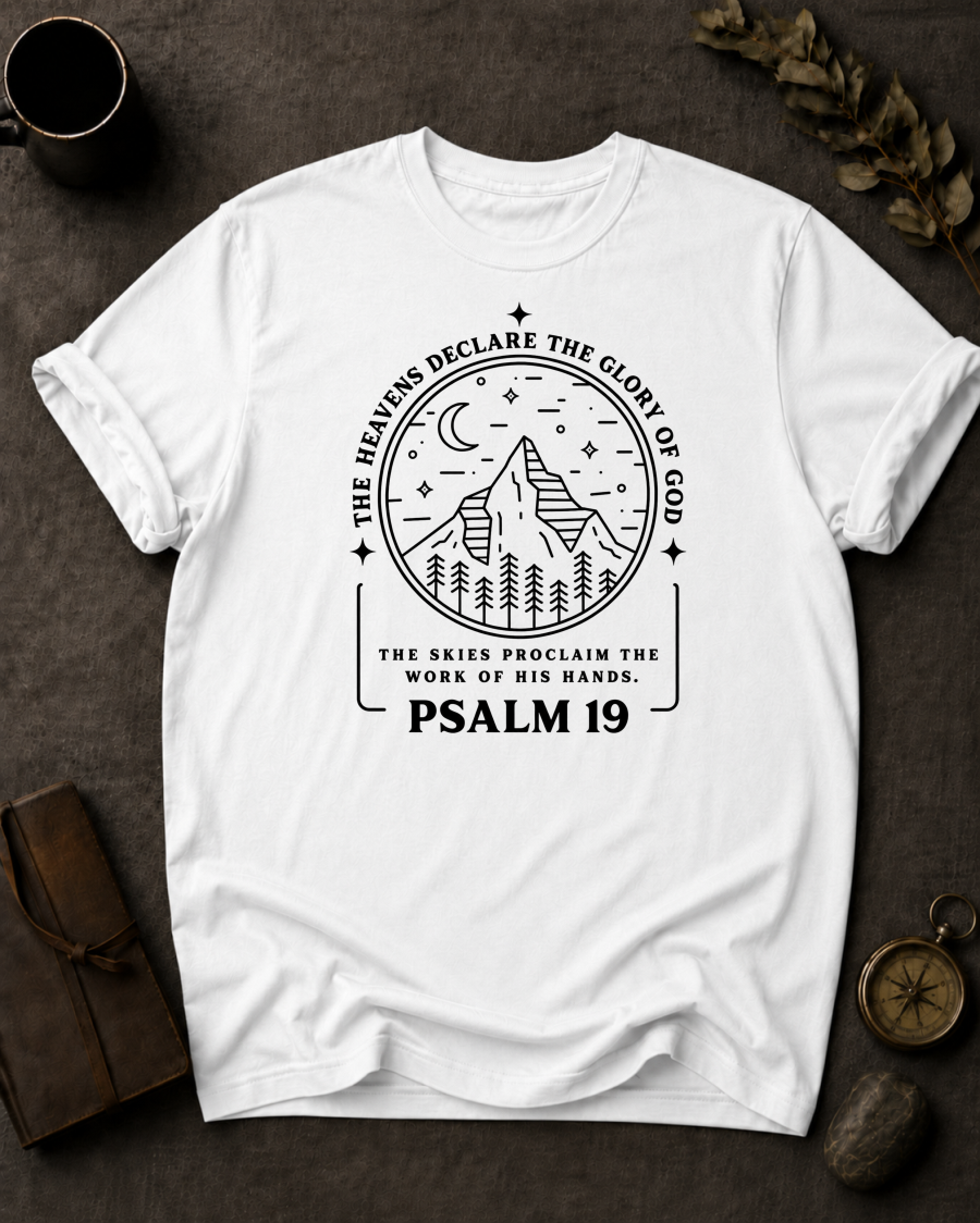 Heavens Declare Christian T-Shirt in White - Comfort Colors 1717