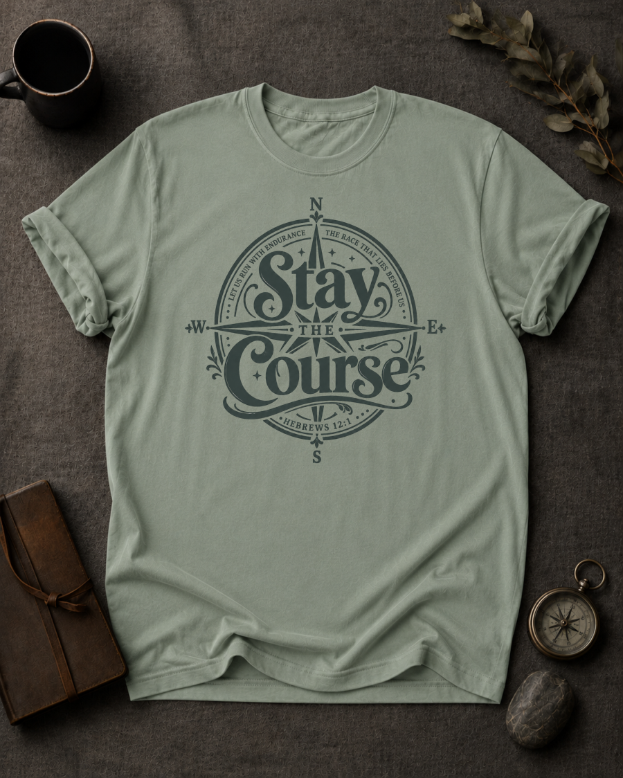 Stay the Course Christian T-Shirt in Bay - Comfort Colors 1717