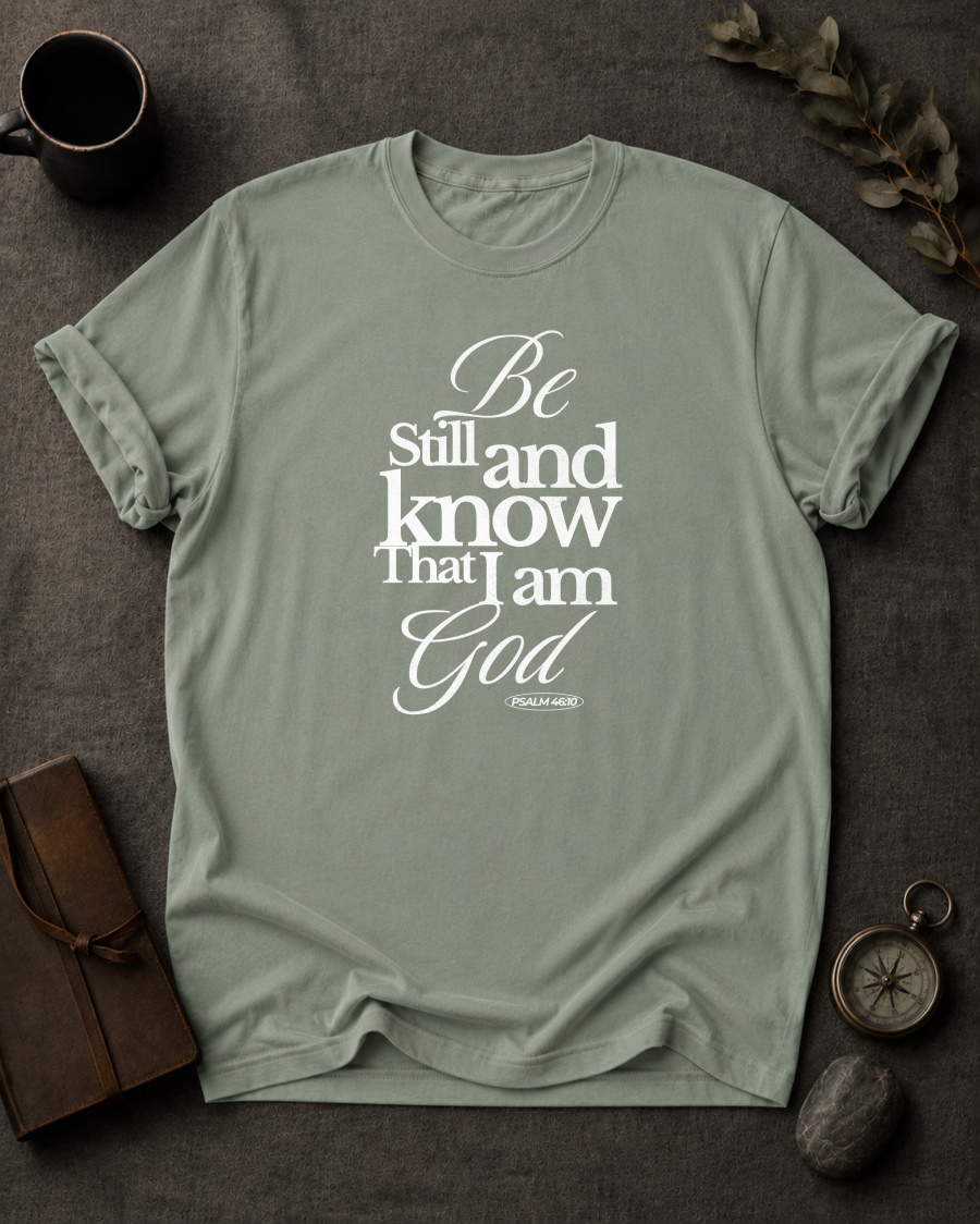 Be Still and Know That I Am God — Psalm 46:10 t-shirt Comfort colors 1717 Bay