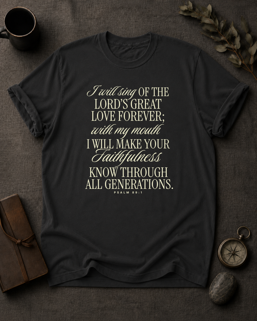 I Will Sing of the Lord's Great Love Forever | Psalm 89:1 Christian T-Shirt
